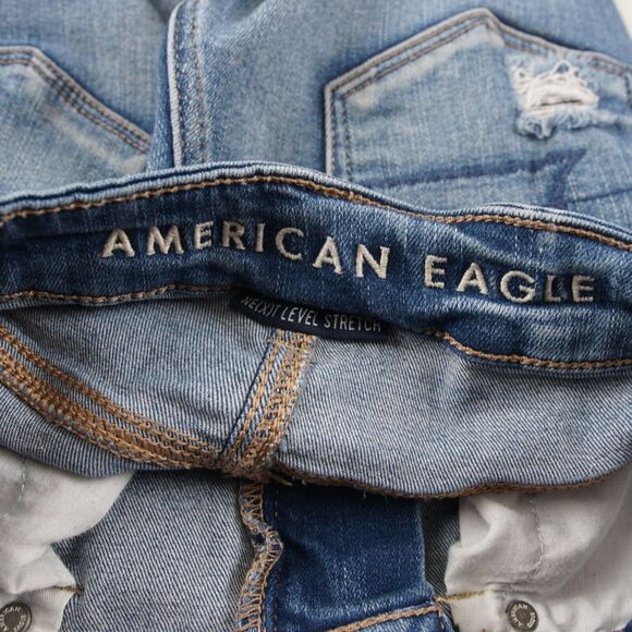 American Eagle Hi Rise Shortie Blue Distressed Ripped Denim Shorts Womens Sz 00 - Picture 7 of 9